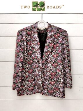 Two Roads Vintage Floral Silk Blazer – Size 15